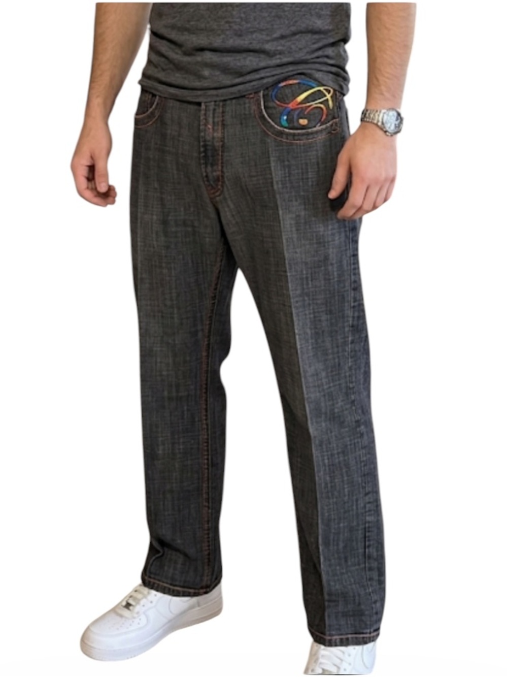 Vintage Russo Jeans Y2K Grunge Baggy Dark Gray Embroidered Pockets 40 (39x31)
ZZ